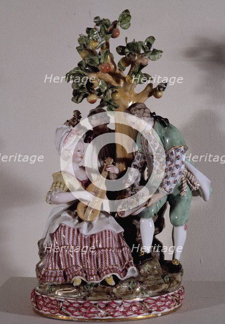 'Group at the foot of an apple tree', Meissen porcelain, in this German city there's a factory s…