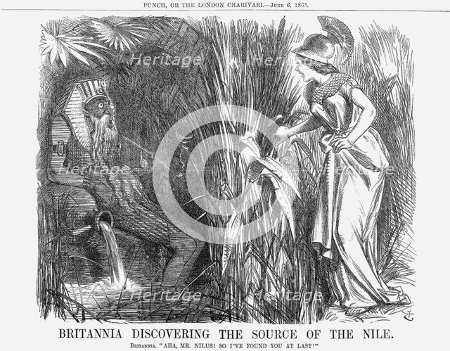 'Britannia Discovering The Source of The Nile', 1863. Artist: John Tenniel