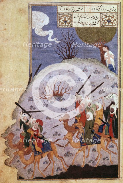 Majnun watching the battle between Nawfal and Laila's tribe, 1431.