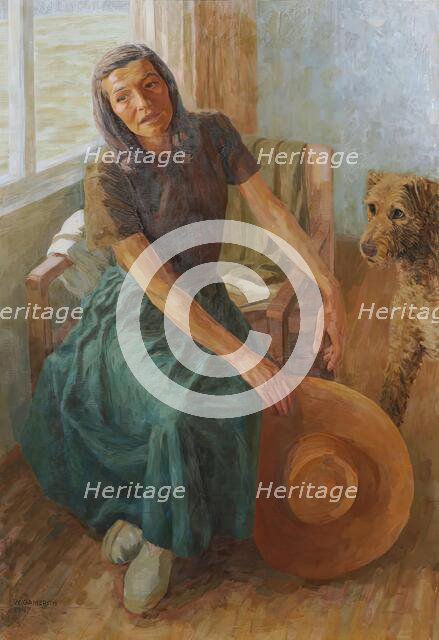 Grete Gamerith with dog "Puck", 1947. Creator: Walther Gamerith.