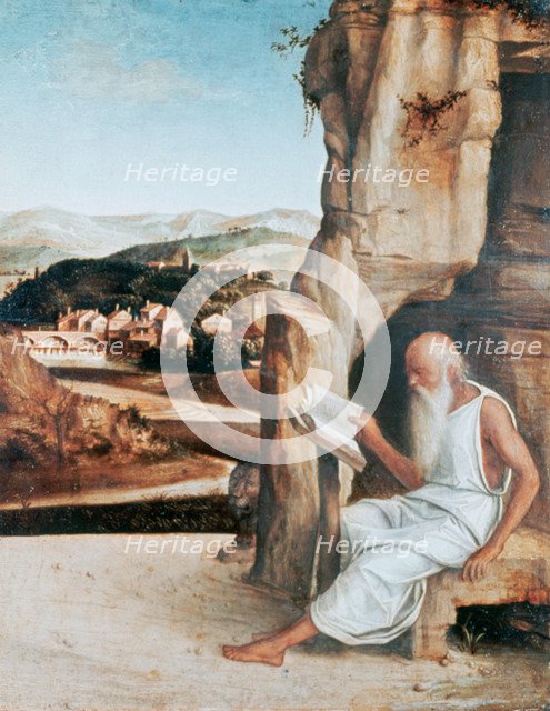 'St Jerome Reading in a Landscape', c1450-1516. Artist: Giovanni Bellini