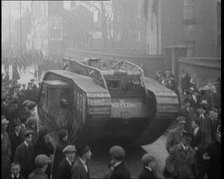 A Tank Breaking up Crowds of Demonstrators in Dublin, 1920. Creator: British Pathe Ltd.