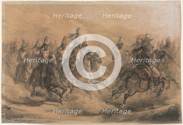 Cavalry Charge, c. 1840. Creator: Auguste Raffet (French, 1804-1860).