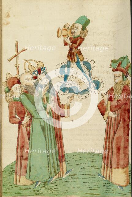 King Avenir, Josaphat, and the Pagan Scholars Behold an Image of Bacchus, 1469. Creators: Hans Schilling, Diebolt Lauber.