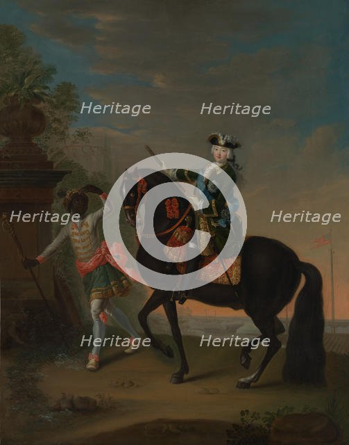 The Empress Elizabeth of Russia (1709-1762) on Horseback, Attended by a Page, after 1743-49. Creator: Georg Cristoph Grooth.
