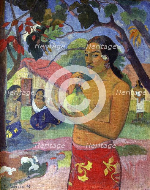 'Eu haere ia oe (Woman Holding a Fruit. Where Are You Going?)', 1893.  Artist: Paul Gauguin