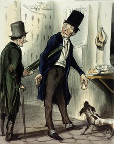 La journée du célibataire (A day in the life of a bachelor)  Plate 9. Deux heures (2 pm), 1839. Creator: Honore Daumier.