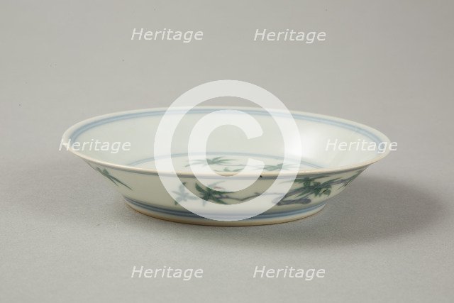 Doucai saucer with fruiting peach, late Kangxi period (1700-1722). Artist: Unknown.