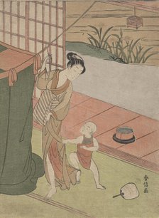 Mother and Son by a Mosquito Net, ca. 1769., ca. 1769. Creator: Suzuki Harunobu.