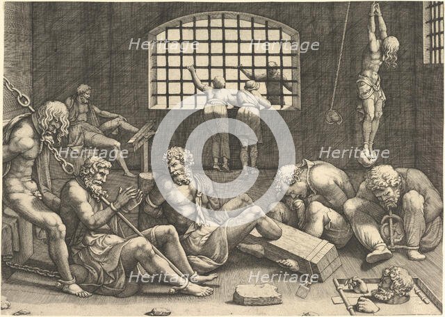 The Prison, after Giulio Romano, c1536-1543. Creator: Scultori (called Mantovano); Giovanni Battista (1503-1575).