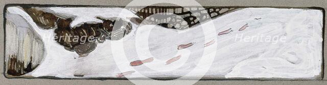 Footprints in the snow, vignette, c1890s. Creator: Albert Edelfelt.