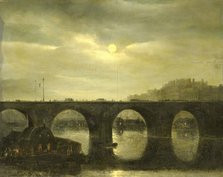 One of the Bridges over the Seine, Paris, in the Moonlight, 1835. Creator: Antonie Waldorp.