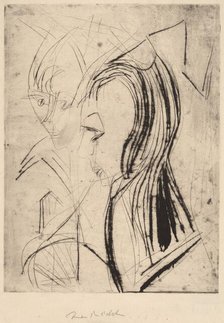 Heads of Two Girls, 1919. Creator: Ernst Kirchner.