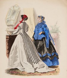 Fashion Plate - Petit Courrier des Dames 'Modes de Paris', 1866-67. Creator: Gilquin fils.