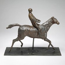 Horse with Jockey; Horse Galloping, Turning Head to the Right, Feet Not Touching the Ground... Creator: Edgar Degas.
