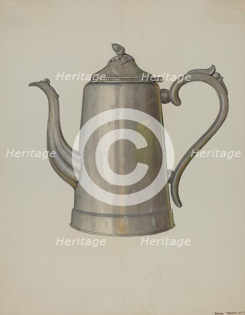 Pewter Coffee Pot, c. 1937. Creator: Dana Bartlett.