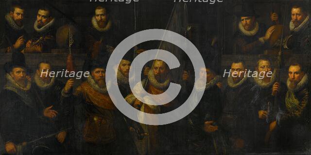 Officers and Other Civic Guardsmen of the IIIrd District of Amsterdam, under the Command of Captain  Creators: Paulus Moreelse, Captain Jacob Gerritsz Hoyngh.