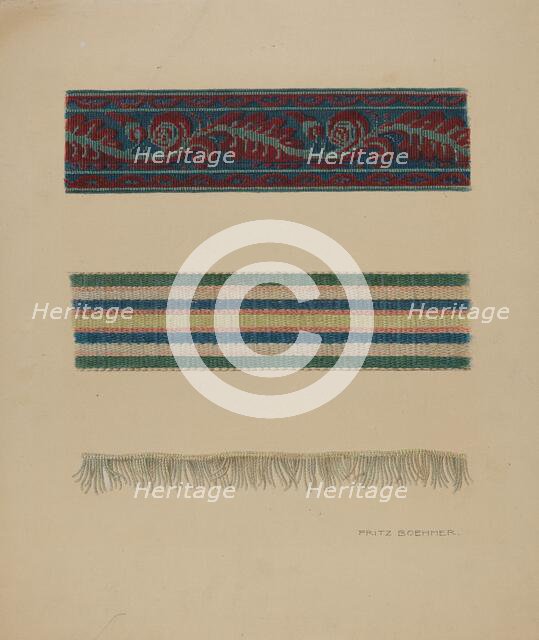 Upholstery Trim, c. 1938. Creator: Fritz Boehmer.