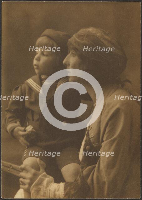 Portrait of a Mother and Child in Sailor Suit, 1907-1943. Creator: Louis Fleckenstein.
