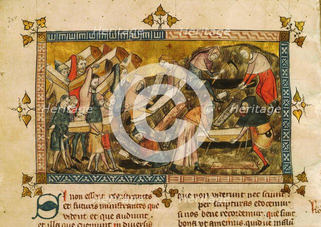 The burial of the victims of the plague in Tournai, ca 1353. Creator: Pierart dou Tielt (active ca 1325-1355).