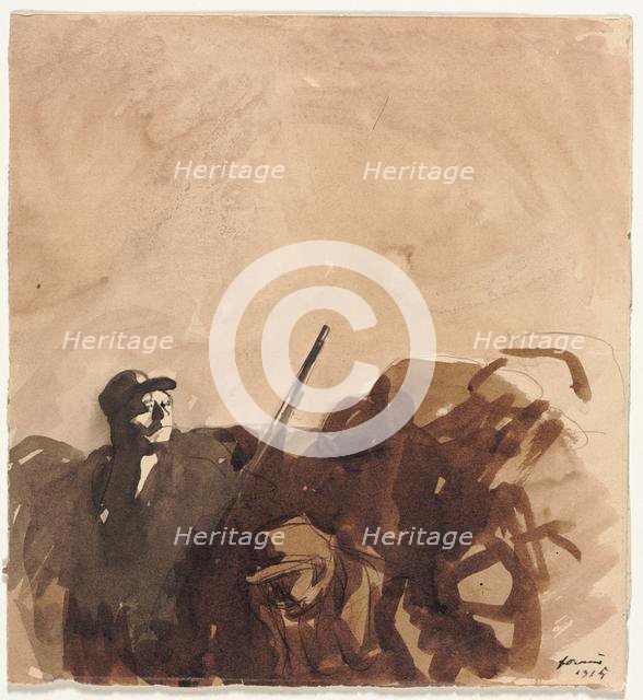 Soldier in a Trench (recto) Reclining Woman (verso), 1915. Creator: Jean Louis Forain (French, 1852-1931).