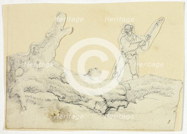 Woodsman Axing Fallen Tree.d.. Creator: William Henry Pyne.