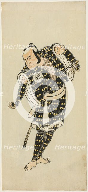 The actor Bando Matataro IV as Gempachibyoe in the play "Mutsu no Hana Ume no..., c. 1769. Creator: Shunsho.