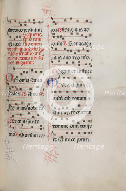 Missale: Fol. 179: Music for various ordinary prayers, 1469. Creator: Bartolommeo Caporali (Italian, c. 1420-1503).