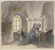 Praying peasants in a church, c1830-1872. Creator: Jakob Becker.