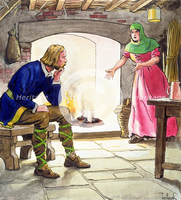 King Alfred burning the cakes, (c1900). Artist: Trelleek