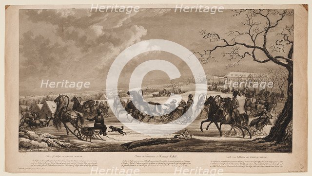 Race of sledges at Krasny Kabachok (Little Red Tavern), 1814. Artist: Sauerweid, Alexander Ivanovich (1783-1844)