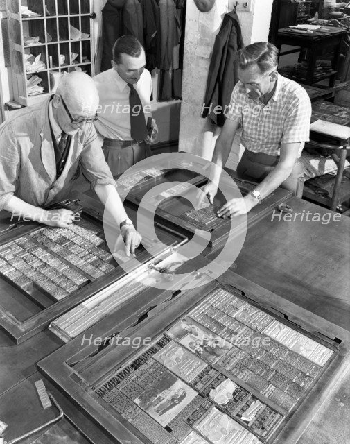Newspaper typesetting, Mexborough, South Yorkshire, 1959.  Artist: Michael Walters