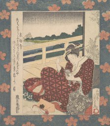 Beauty Looking at Her Image in a Mirror, ca. 1840. Creator: Utagawa Sadakage.