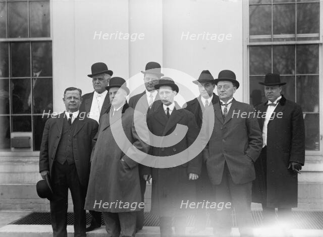 Illinois Vice Commission, Mr. Scoutten; Edmund Beall; T. Jeff Tossey; Rep. J.T. Mcdermott..., 1913. Creator: Harris & Ewing.