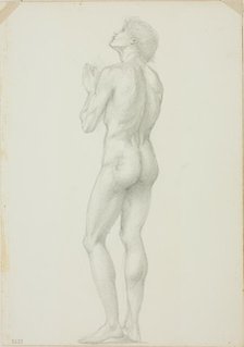 Standing Male Nude with Hands Clasped in Prayer, c. 1873-77. Creator: Sir Edward Coley Burne-Jones.