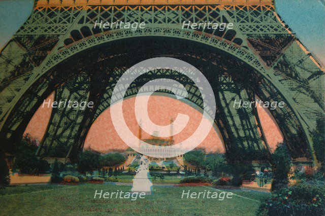 The Trocadéro seen under the Eiffel Tower, Paris, c1920. Artist: Unknown.