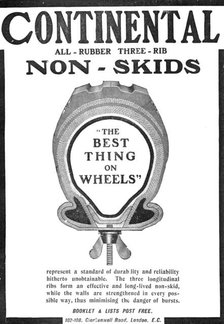 Continental all-rubber three-rib non-skids: "the Best Thing on Wheels", 1909. Creator: Unknown.