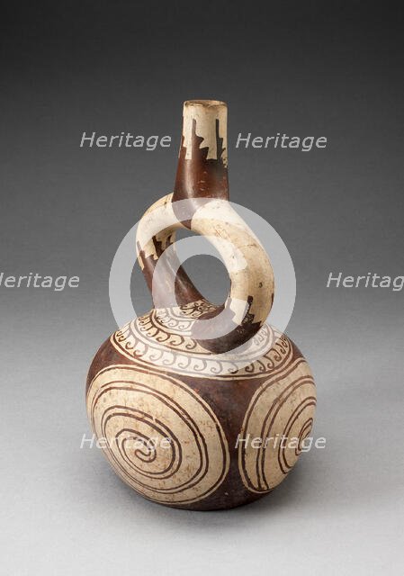 Stirrup Spout Vessel with Spiral Designs, 100 B.C./A.D. 500. Creator: Unknown.