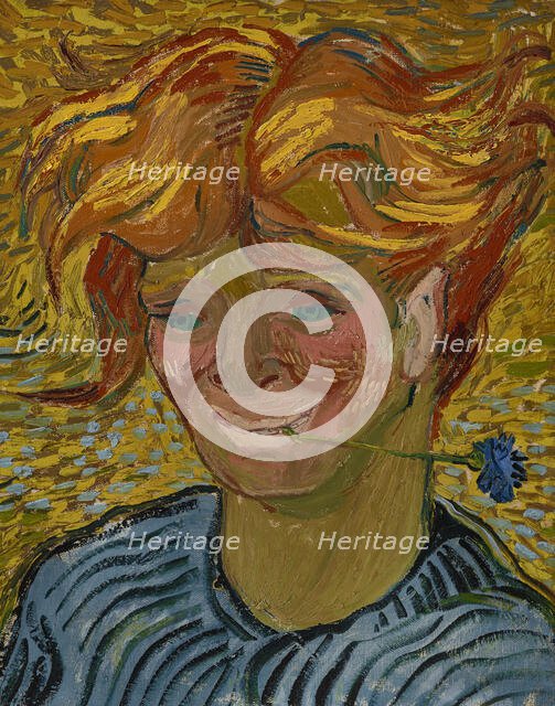 Young Man With Cornflower, 1890. Creator: Gogh, Vincent, van (1853-1890).