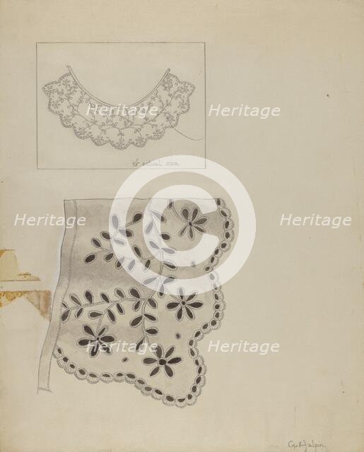 Embroidered Linen Collar, 1935/1942. Creator: Grace Halpin.