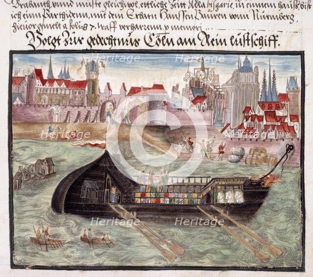 A pleasure boat on the River Rhine at Cologne, 1560-1632. Creator: Unknown.
