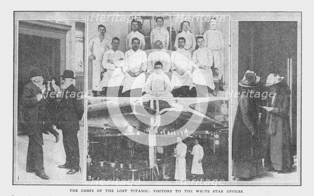 'The Chefs of the Lost Titanic', and 'Visitors to the White Star Offices', April 20, 1912. Creator: Unknown.