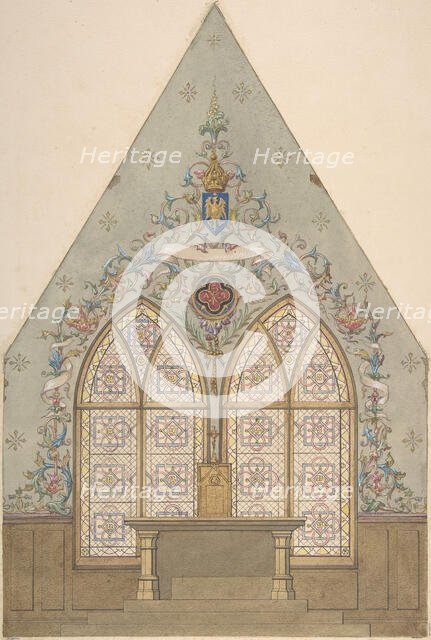 Design for Altar and Chapel, Farnborough, 1880-86. Creators: Jules-Edmond-Charles Lachaise, Eugène-Pierre Gourdet.