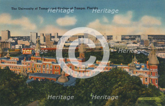 'The University of Tampa and Skyline of Tampa, Florida', c1940s. Artist: Unknown.