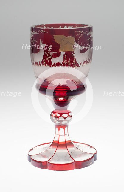 Large Wine Glass, Bohemia, c. 1850/70. Creator: Bohemia Glass.