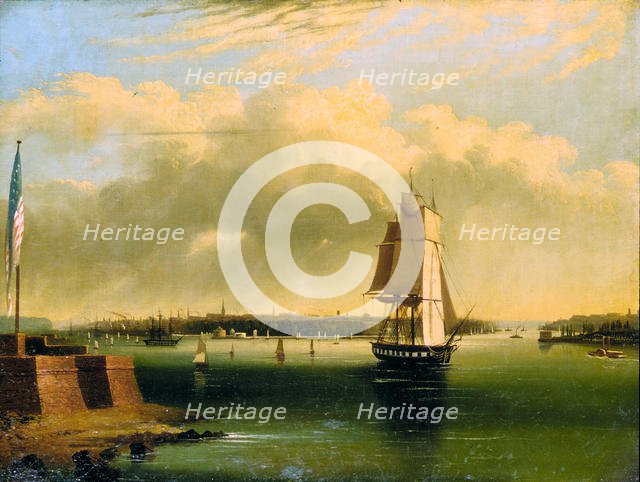Bay and Harbor of New York from Bedlow's Island, 1850-60. Creator: Edmund Coates.
