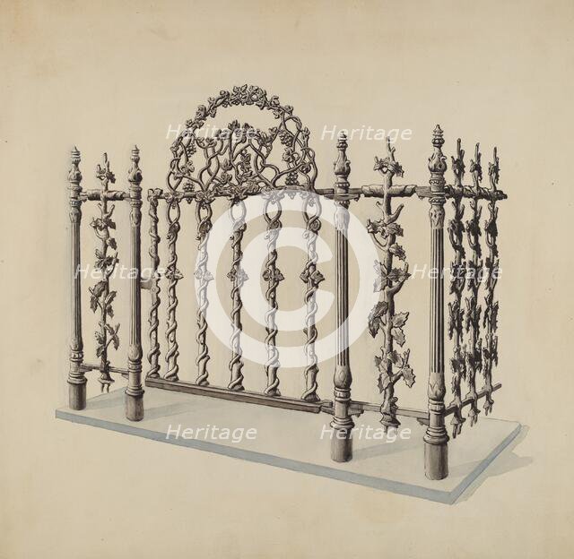 Cast Iron Gate and Fence, c. 1936. Creator: Lucien Verbeke.