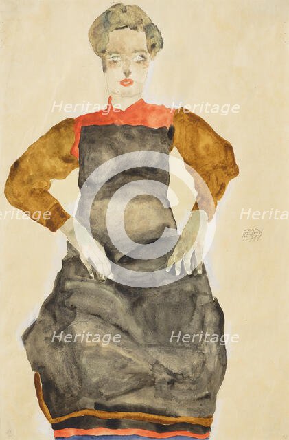 Woman in black apron, 1911. Creator: Schiele, Egon (1890-1918).