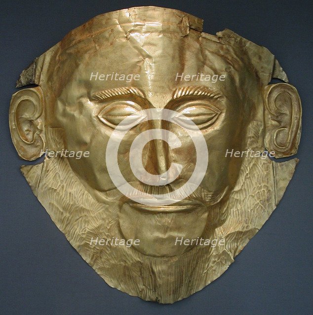 The Mask of Agamemnon, 16th-15th cen. BC. Artist: Gold of Troy, Priam’s Treasure  