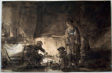 'The Kitchen in Rembrandt's House', 1650s.  Artist: Rembrandt Harmensz van Rijn    